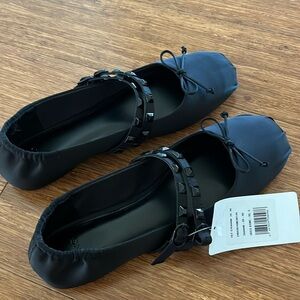 Mango satin ballet flats with studs